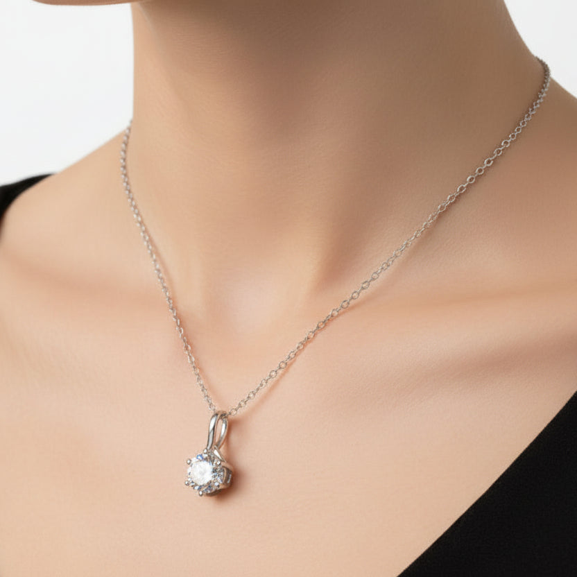 Infinity Six-Claw 1 Carat Moissanite Diamond Pendent set in 18K Gold Plated 925 Silver (GRA)