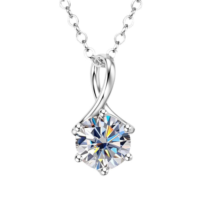Infinity Six-Claw 1 Carat Moissanite Diamond Pendent set in 18K Gold Plated 925 Silver (GRA)