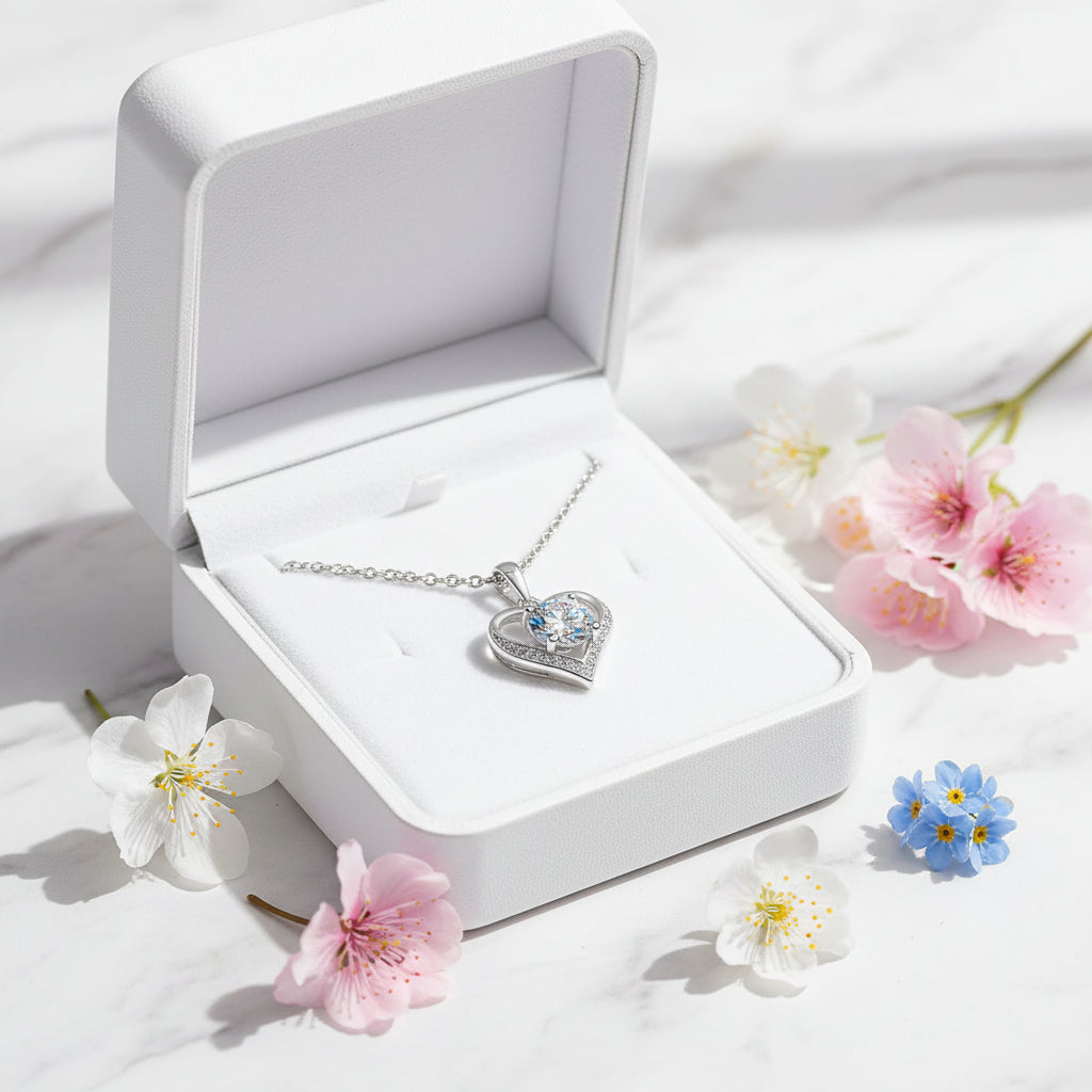 Sparkling Heart 1 Carat Moissanite Diamond Pendent set in 18K Gold Plated 925 Silver (GRA)