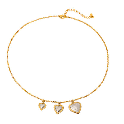 Italian Three Hearts Inspired Threaded Pendant Necklace set in 18K Gold Plating Capella Jewellery
