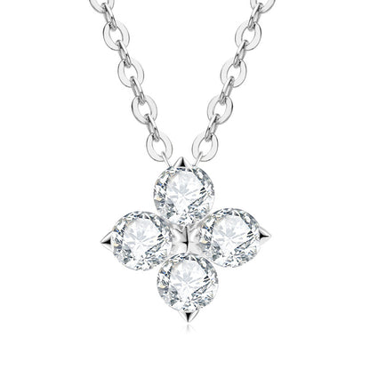 Four Leaf Clover Design 0.5 Carat Moissanite Necklace set in 18K White Gold 925 Silver (GRA) Capella Jewellery