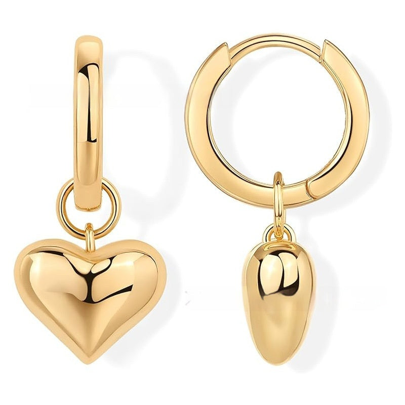 18K Gold Plated Simple Love Pendant Earrings