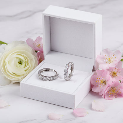 Elegant Italian Cascade 0.4 Carat Moissanite Earrings set in Platinum Plated 925 Silver (GRA) Capella Reya in a box