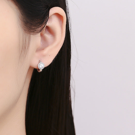 Italian Square / Round Design Natural Zircon Gemstone Earrings set in Platinum Plated 925 Silver