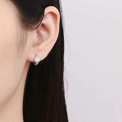 Italian Square / Round Design Natural Zircon Gemstone Earrings set in Platinum Plated 925 Silver Capella Jewellery