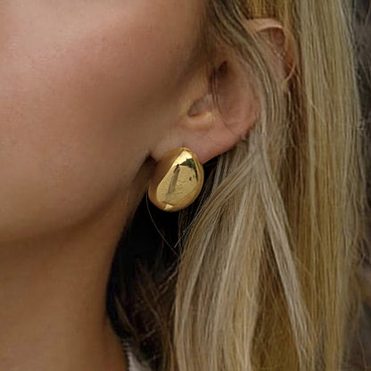 Ellipse Italian Inspired Organic Round Shape Design Stud Earrings set in 18K Gold Plating Capella Jewellery