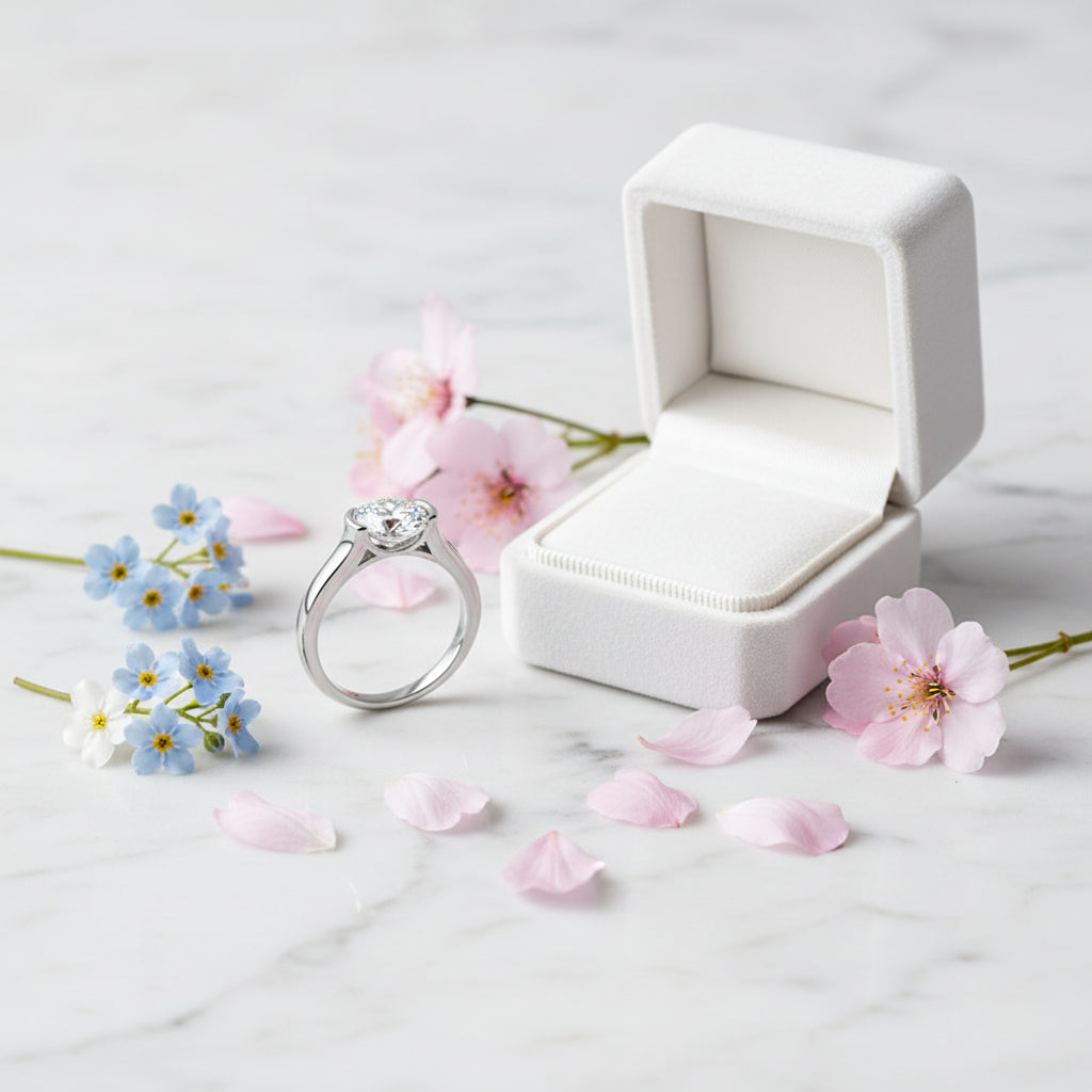 Italian Modern Design 2 Carat Moissanite Diamond Ring set in 18K White Gold 925 Silver (GRA)