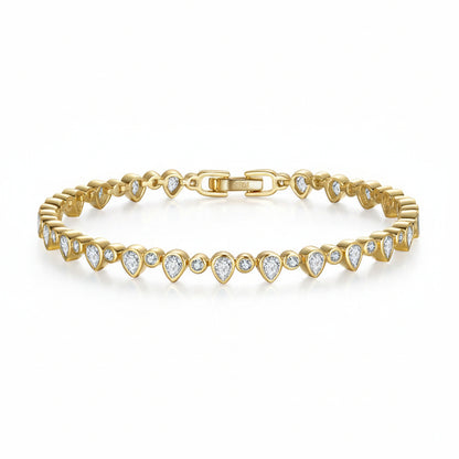 European Vintage Tennis Bracelet Design Natural Zircon Gemstone set in 18K Gold Plated 925 Silver Capella Jewellery