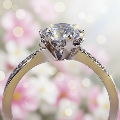 Winter Snowflake Pavé Twist Solitaire 2 Carat Moissanite Ring set in Platinum plated 925 Silver (GRA) Capella Jewellery