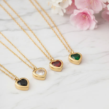 Vintage European Jacinth Peach Heart Natural Zircon Gemstone Necklace set in 18K Gold Plating Capella Jewellery