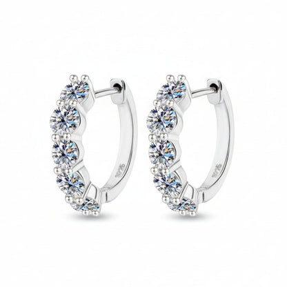 French Five Cascade 3 Carat Moissanite Earrings set in 18K White Gold Plated 925 Silver (GRA) Capella Reya main