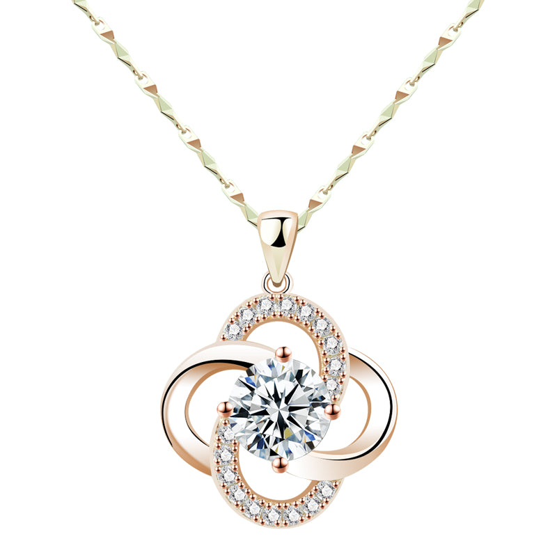 Lucky Charm 1 Carat Natural Zircon Charm Necklace set in 18K Gold plated 925 Silver