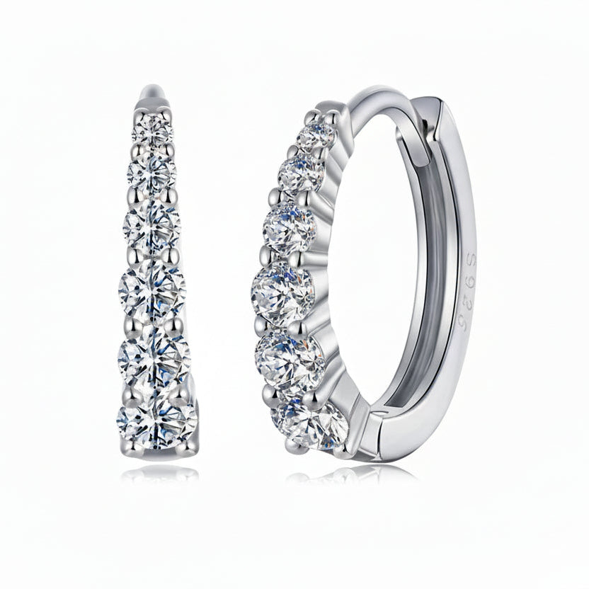 Italian Cascade 0.4 Carat Moissanite Diamond Earrings set in Platinum Plated 925 Silver (GRA)