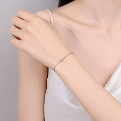 Italian Delicate Link 0.5 Carat Moissanite Bracelet set in 18K White Gold Plated 925 Silver (GRA) Capella Jewellery