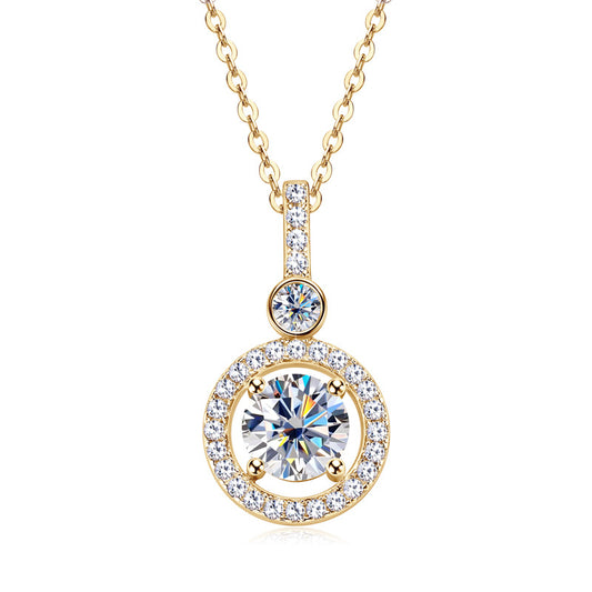 Starlight Compass 1.3 Carat Moissanite Diamond Necklace set in 18K Gold Plated 925 Silver (GRA)
