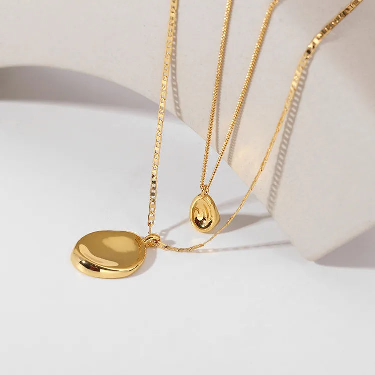 Modern Italian Design Irregular Double-layer Necklace set in 18K Gold Plating