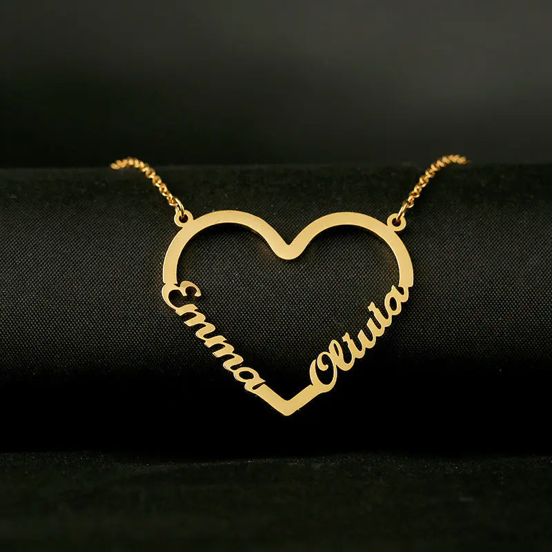 Custom Heart Name Necklace with English Letters
