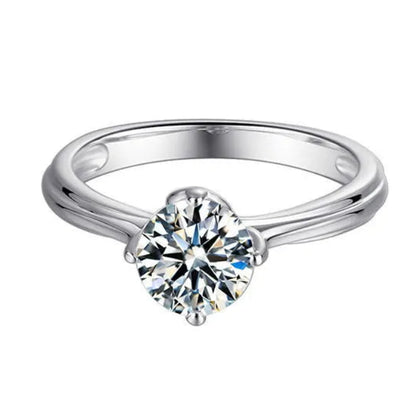 Italian Lotus Flower Solitaire 1 Carat Moissanite Ring set in 18K White Gold Plated 925 Silver (GRA) Capella Jewellery