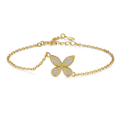 European Butterfly Micro Inlaid Moissanite Bracelet set in 18K Gold Plated 925 Silver Capella Jewellery