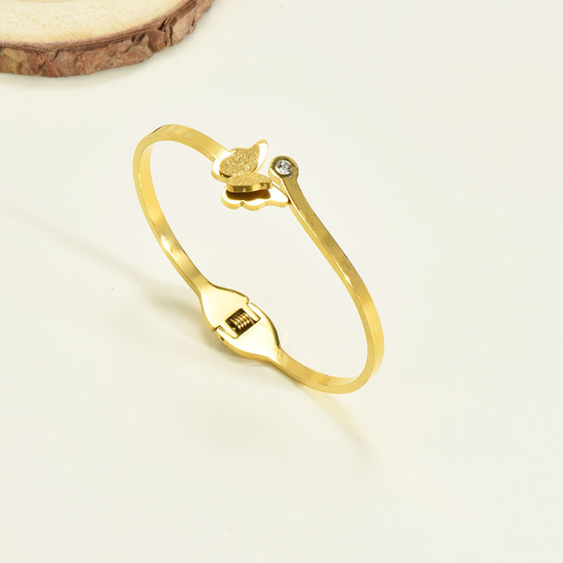 18K Gold Plated Bracelet with Diamond in Beautiful Geometric Korean Style
