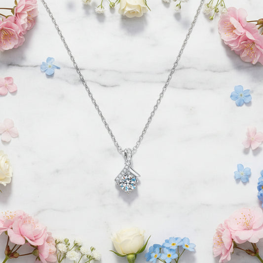 Starry Nights Sky 1 Carat Moissanite Diamond Necklace set in 18K White Gold Plated 925 Silver (GRA)