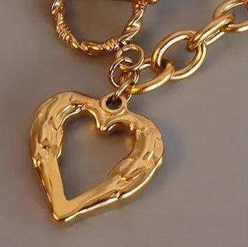 N0.2     French Chic Amore Peach Love Heart Design Pendent set in 18K Gold Plated Necklace