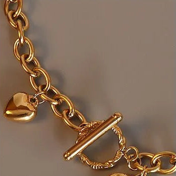 N0.2     French Chic Amore Peach Love Heart Design Pendent set in 18K Gold Plated Necklace