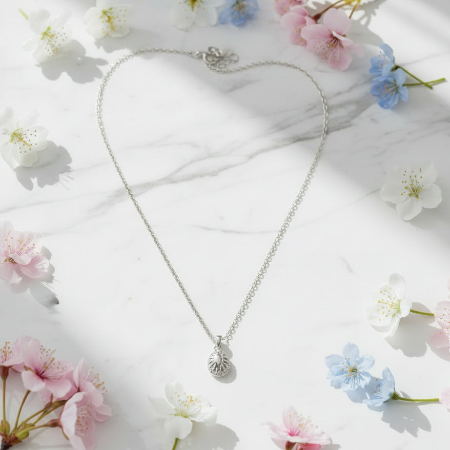 Oval Drop 1 Carat Moissanite Diamond Necklace Set in Platinum Plated 925 Silver (GRA)