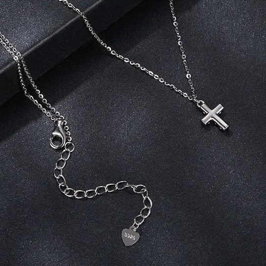 Holy Christian Cross Micro Moissanite Pendant set in Platinum Plated 925 Silver (GRA) Capella Jewellery