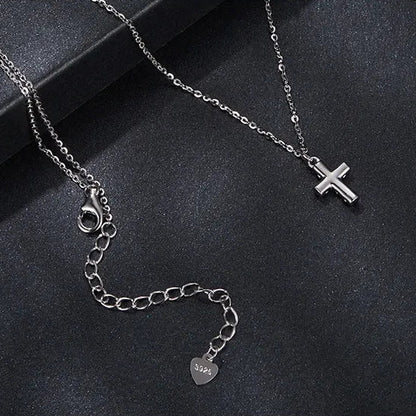 Holy Christian Cross Micro Moissanite Pendant set in Platinum Plated 925 Silver (GRA) Capella Jewellery