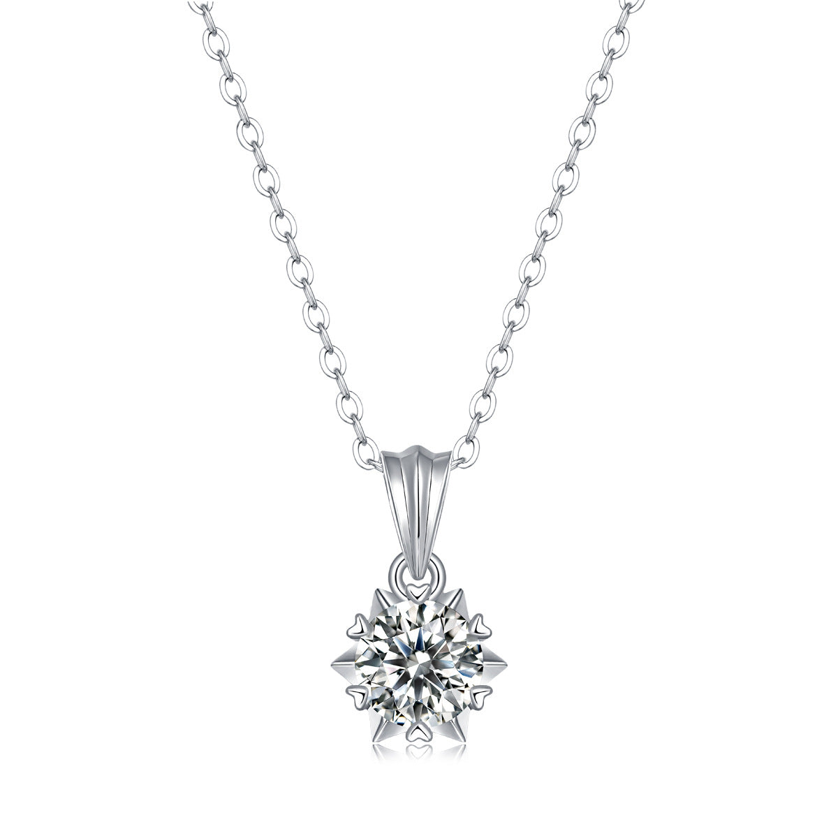 European Shining Star Design 1 Carat Moissanite Diamond Pendant set in 925 Silver (GRA)