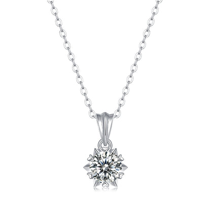 European Shining Star 1 Carat Moissanite Pendant set in 18K White Gold Plated 925 Silver (GRA) Capella Jewellery