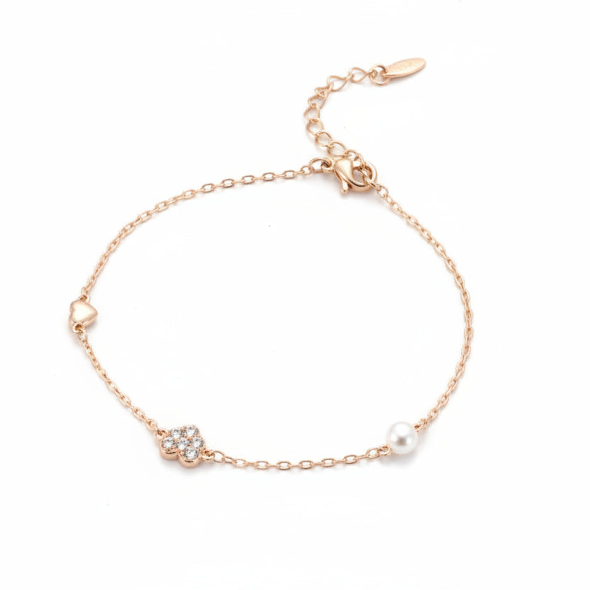 Delicate Heart Shaped Natural Zircon Gemstone Bracelet set in 18K Gold Plating