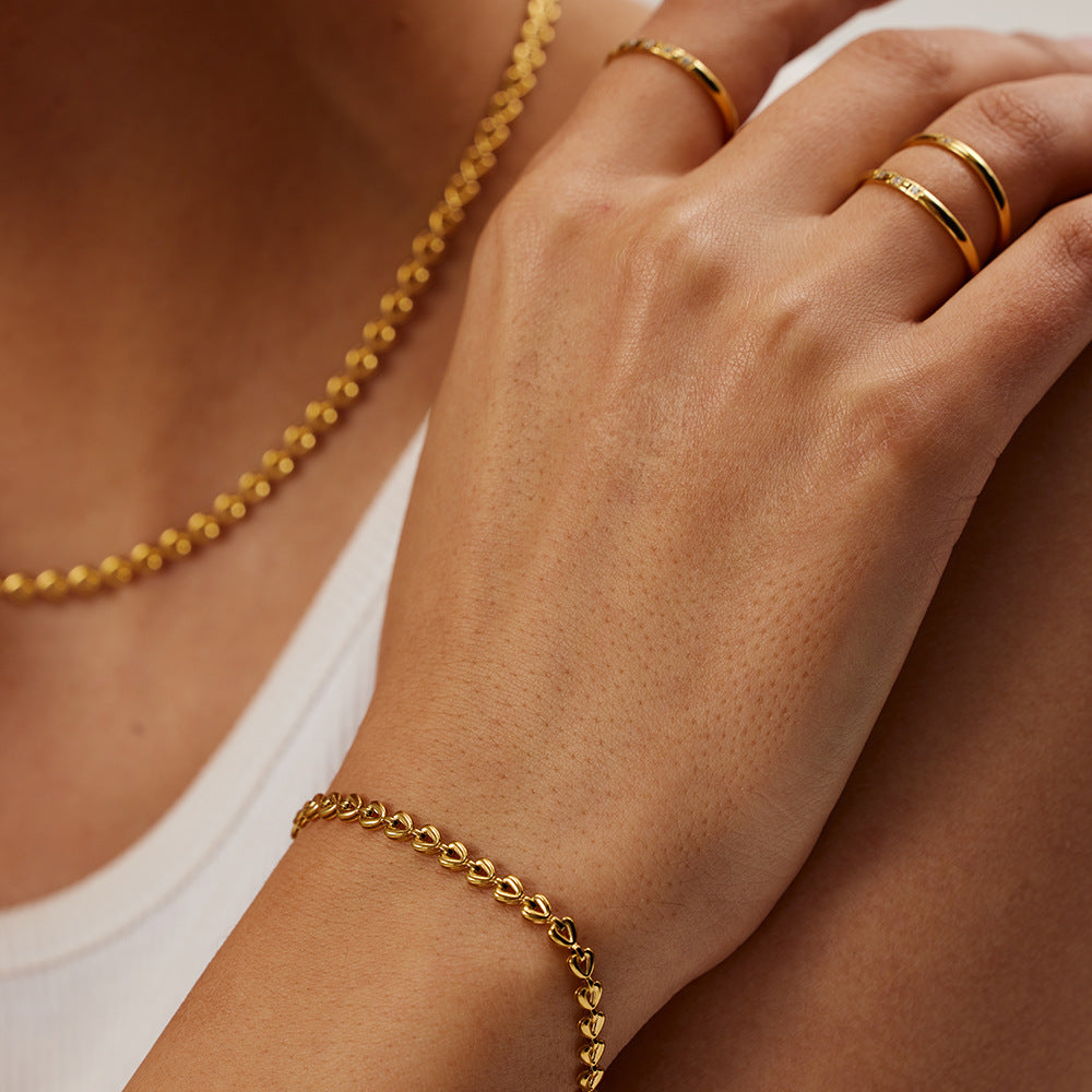 18K Gold Plated Stainless Steel Hollow Love Woven Necklace and Bracelet Set