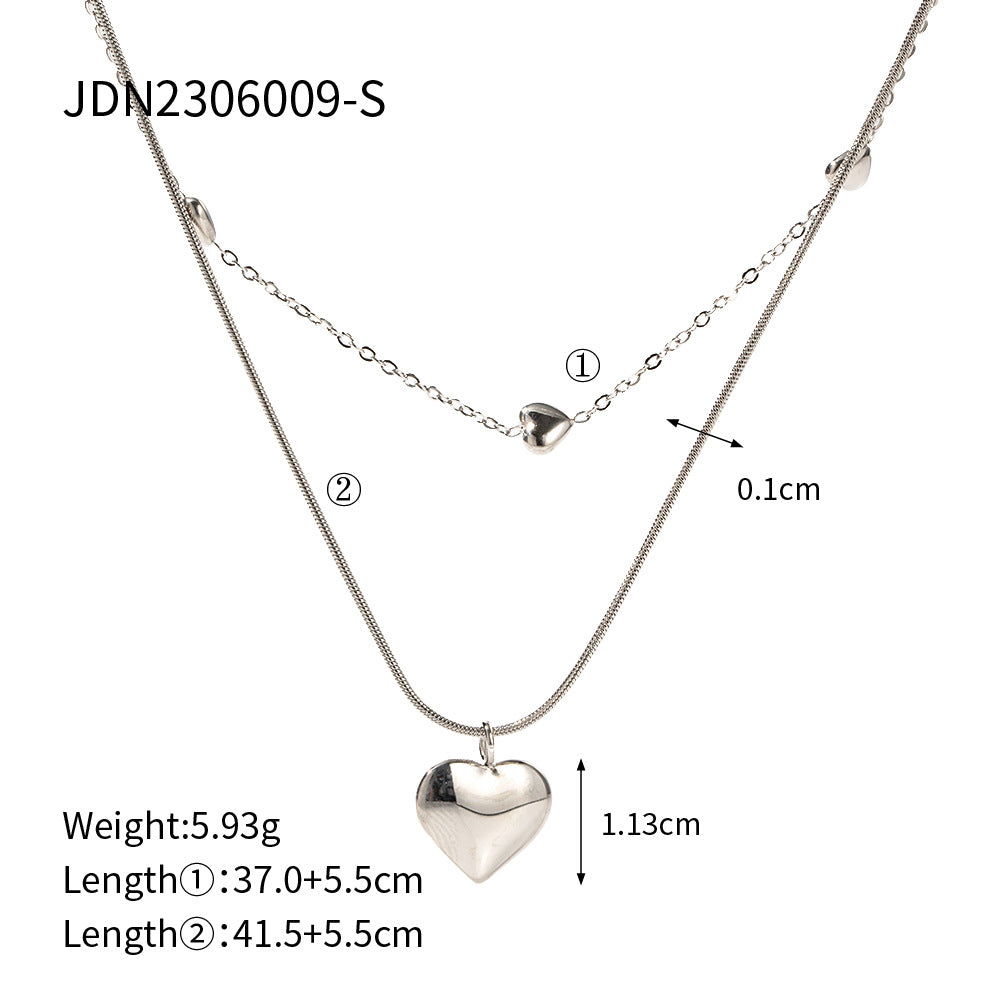 18K Gold Plated Love Double-layer and Collarbone Necklace