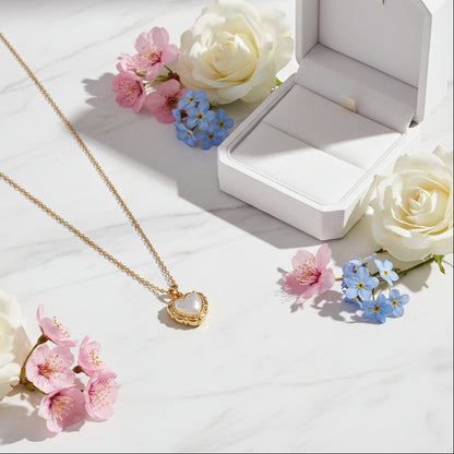 Elegant European Vintage Love Heart Shell Pendant set in 18K Gold Plating Necklace Capella Jewellery