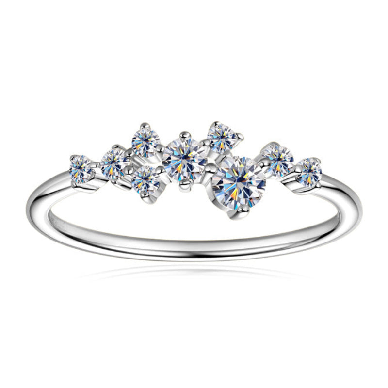 Constellation Stars 0.3 Carat Moissanite Diamond Ring set in 18K White Gold Plated 925 Silver (GRA)