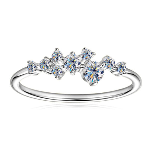 Constellation Stars 0.3 Carat Moissanite Diamond Ring set in 18K White Gold Plated 925 Silver (GRA)