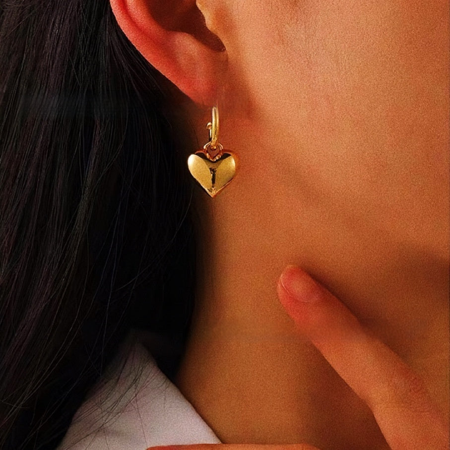 18K Gold Plated Simple Love Pendant Earrings