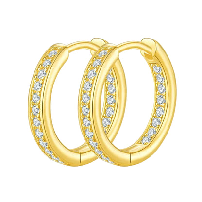 Linear Row European Inspired Hoop Micro Moissanite Earrings set in 18K Gold Plated 925 Silver Capella Reya 18K Gold main image