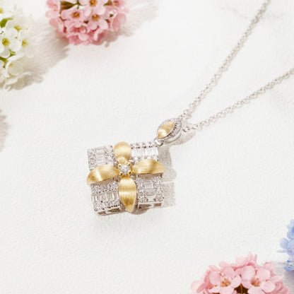 Japanese 32 Micro Inlaid Moissanite Pendant set in 18K White Gold Plated 925 Silver (GRA) Capella Jewellery