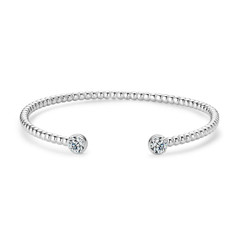 Twist Bangle 1 Carat Moissanite Diamond Bracelet Set in Platinum Gold Plated 925 Silver (GRA)