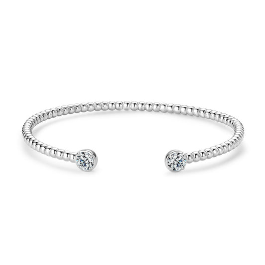 Italian Twist Bangle 1 Carat Moissanite Diamond Bracelet Set in Platinum Gold Plated 925 Silver (GRA)