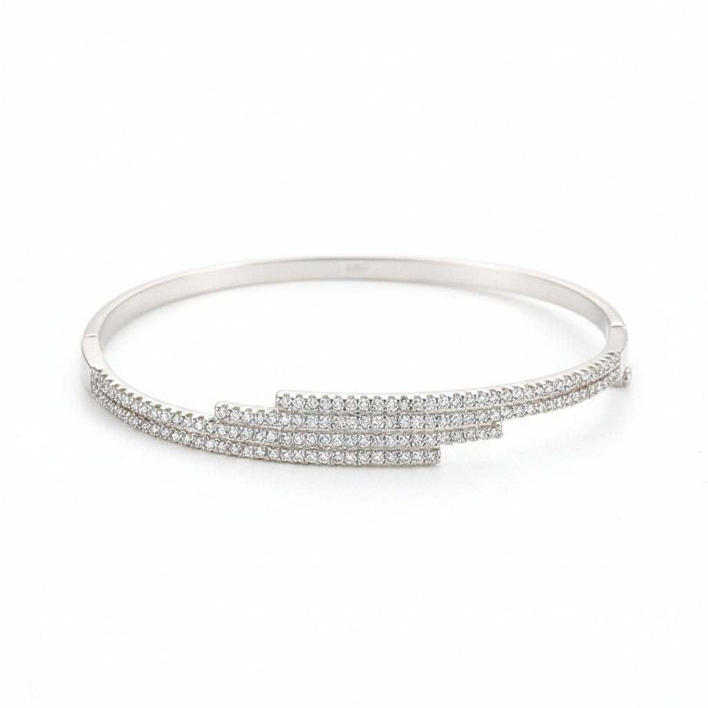 Four Row Modern Micro-Pavé Natural Zircon Gemstone Bracelet set in S925 Sterling Silver