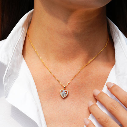 Italian Clavicle Heart 1 Carat Moissanite Pendant set in 18K Gold Plated 925 Sterling Silver (GRA) Capella Jewellery