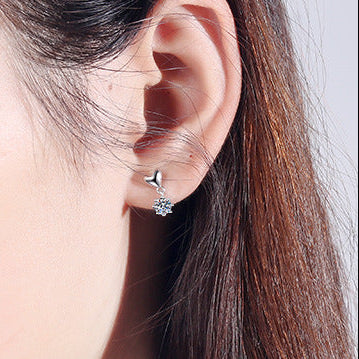 European Heart Inspired Design 0.6 Carat Moissanite Diamond Earrings set in 925 Silver (GRA)