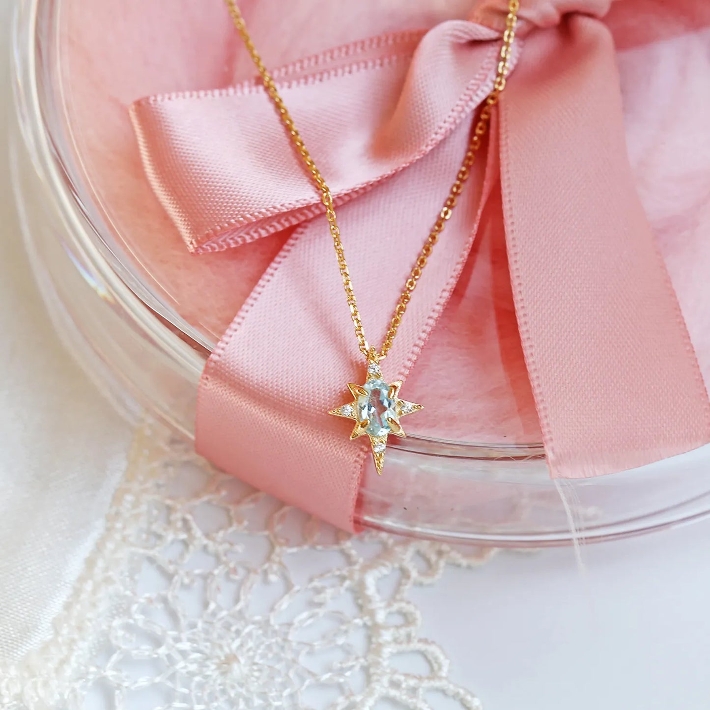 Japanese Natural Turquoise Topaz Gemstone Necklace set in 18K Gold Plated 925 Sterling Silver Capella Jewellery