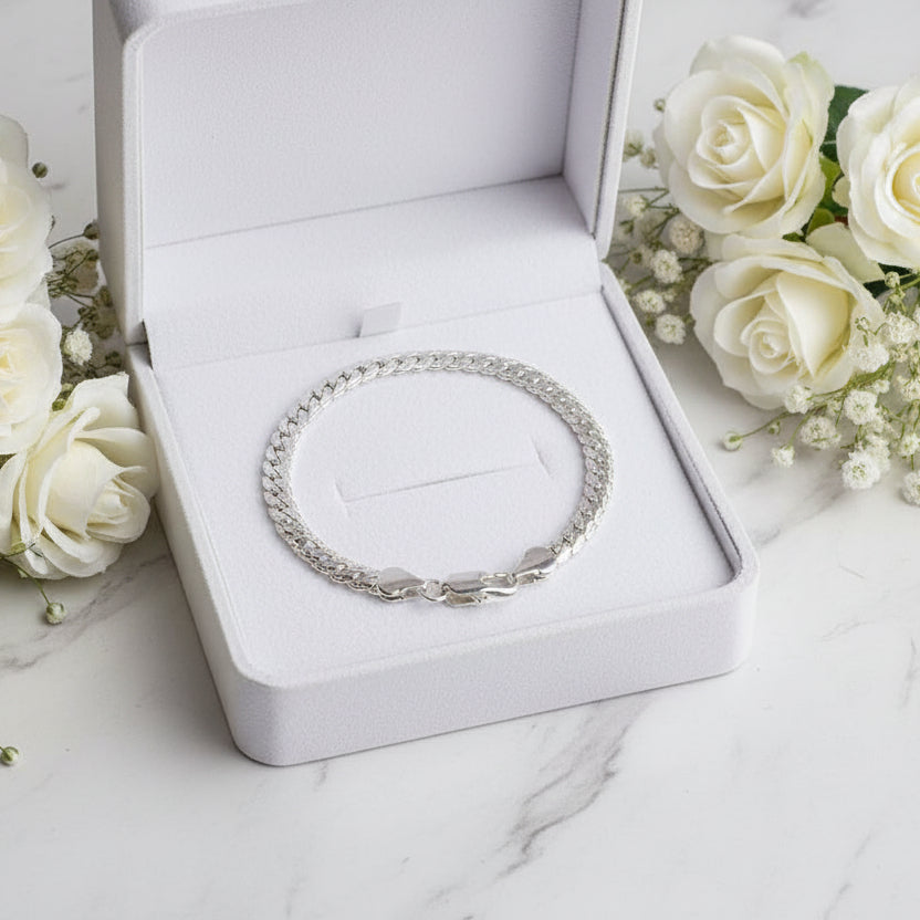 Classic Italian Inspired 5mm Side Chain Design Matching Necklace and Bracelet set in 18K Gold Plating Capella Jewellery