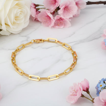 European Paper Clip Lattice Chain Design Bracelet set in 18K Gold Plated 925 Sterling Silver Capella Jewellery