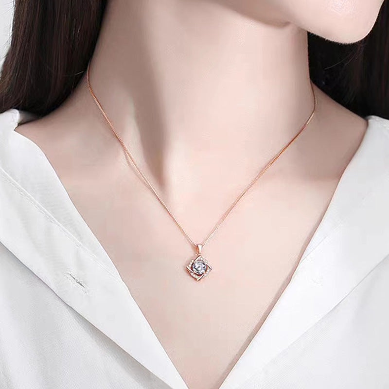 Windmill Design 1 Carat Moissanite Diamond set in 18K White Gold Plated 925 Silver (GRA)
